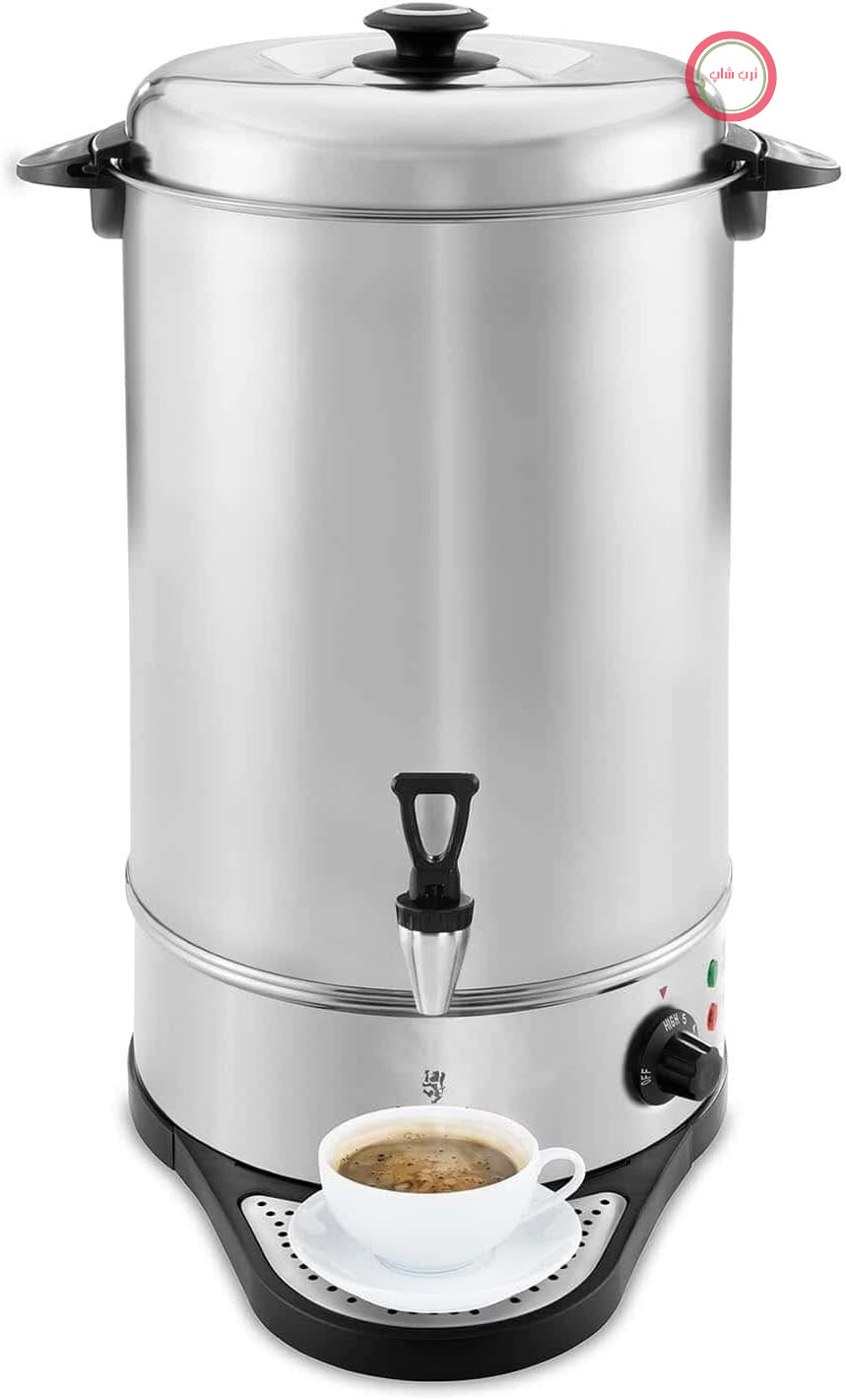 فلاسک صنعتی چای و قهوه داغ رویال کترینگ آلمان Royal Catering RCWK 20A، دستگاه پخش نوشیدنی گرم، 20 لیتر - 21.5 لیتر، 2200 وات، استیل ضد زنگ، سینی چکه گیر، دستگاه چای ساز
