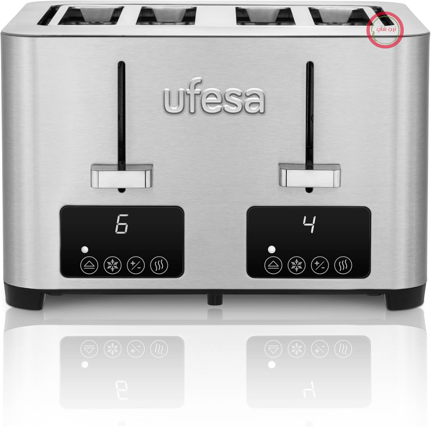 توستر لوکس یوفسا اسپانیا Ufesa Quartet، ۴ برش نان، ۲ صفحه نمایش LCD دیجیتال، ۱۵۰۰ وات، ۴ شیار عریض، ۷ سطح برشته کردن