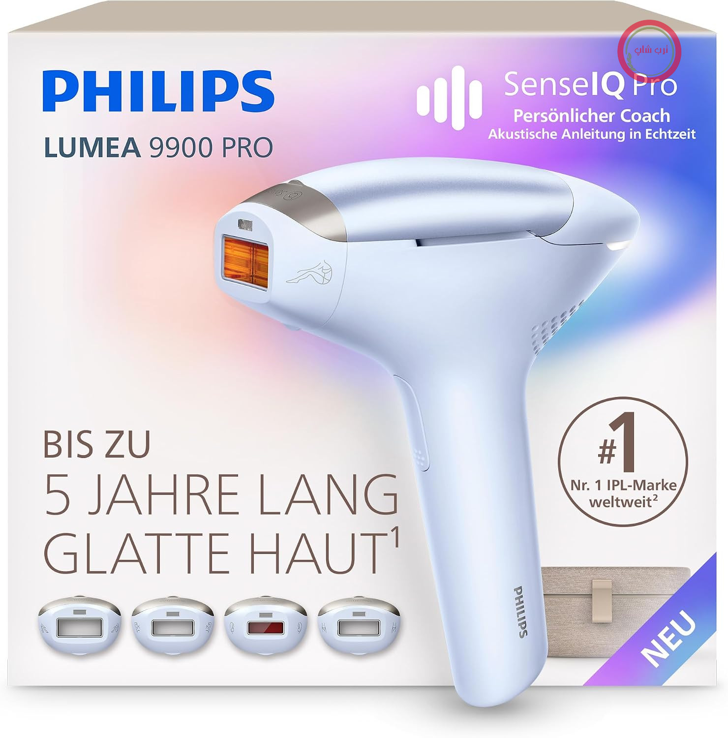 دستگاه رفع موهای زائد Philips Lumea 9900 Pro IPL - جایگزین لیزر درمانی، برای استفاده خانگی، ایمن مطابق با استانداردهای پزشکی، 4 سر قابل اتصال: بدن، صورت، خط بیکینی، زیر بغل، BRC343/00