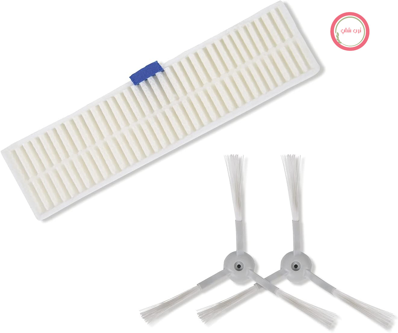 مجموعه برس جانبی و فیلتر با راندمان بالا Rowenta ZR740003، 3 تکه | قطعه جایگزین اصلی سازگار با جاروبرقی رباتیک Explorer 60، سفید/خاکستری