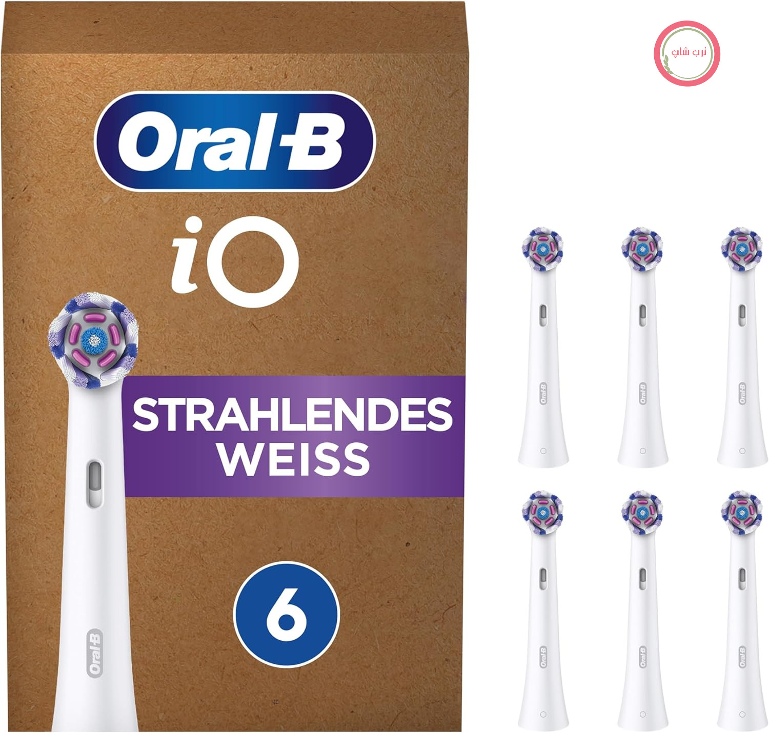 سر مسواک‌های جایگزین اورال بی Oral-B iO Radiant White برای مسواک‌های برقی، بسته‌بندی مناسب برای جعبه نامه، 6 عدد
