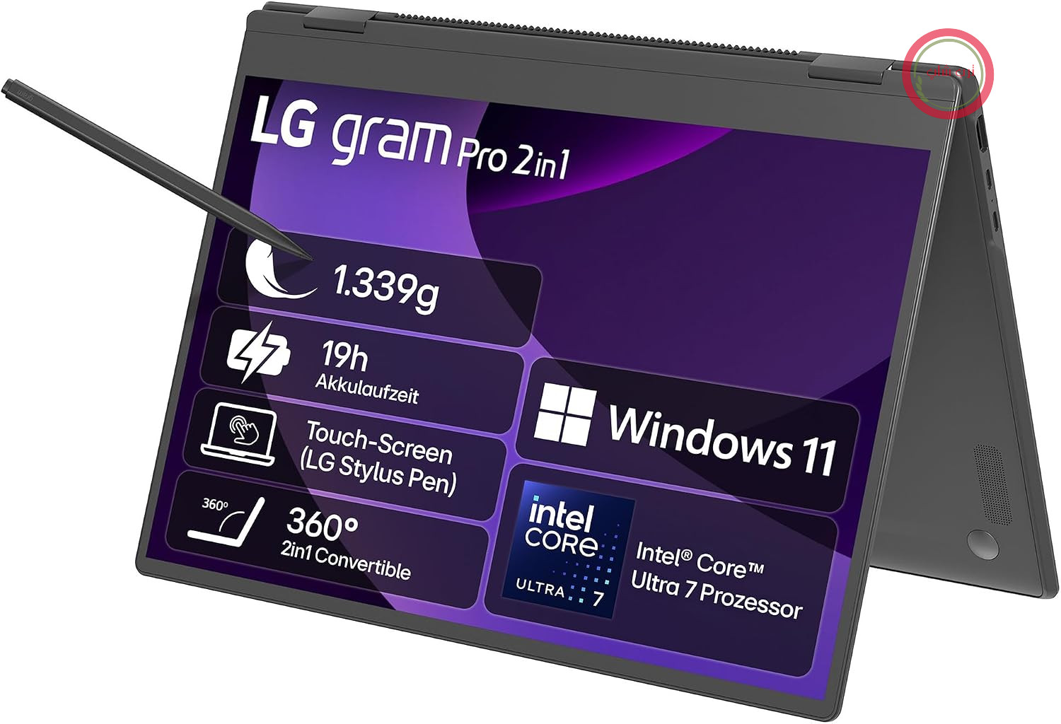 نوت بوک دو در یک ال جی LG Gram Pro 16 16T90TP-K.AA78G (16 اینچ) OLED