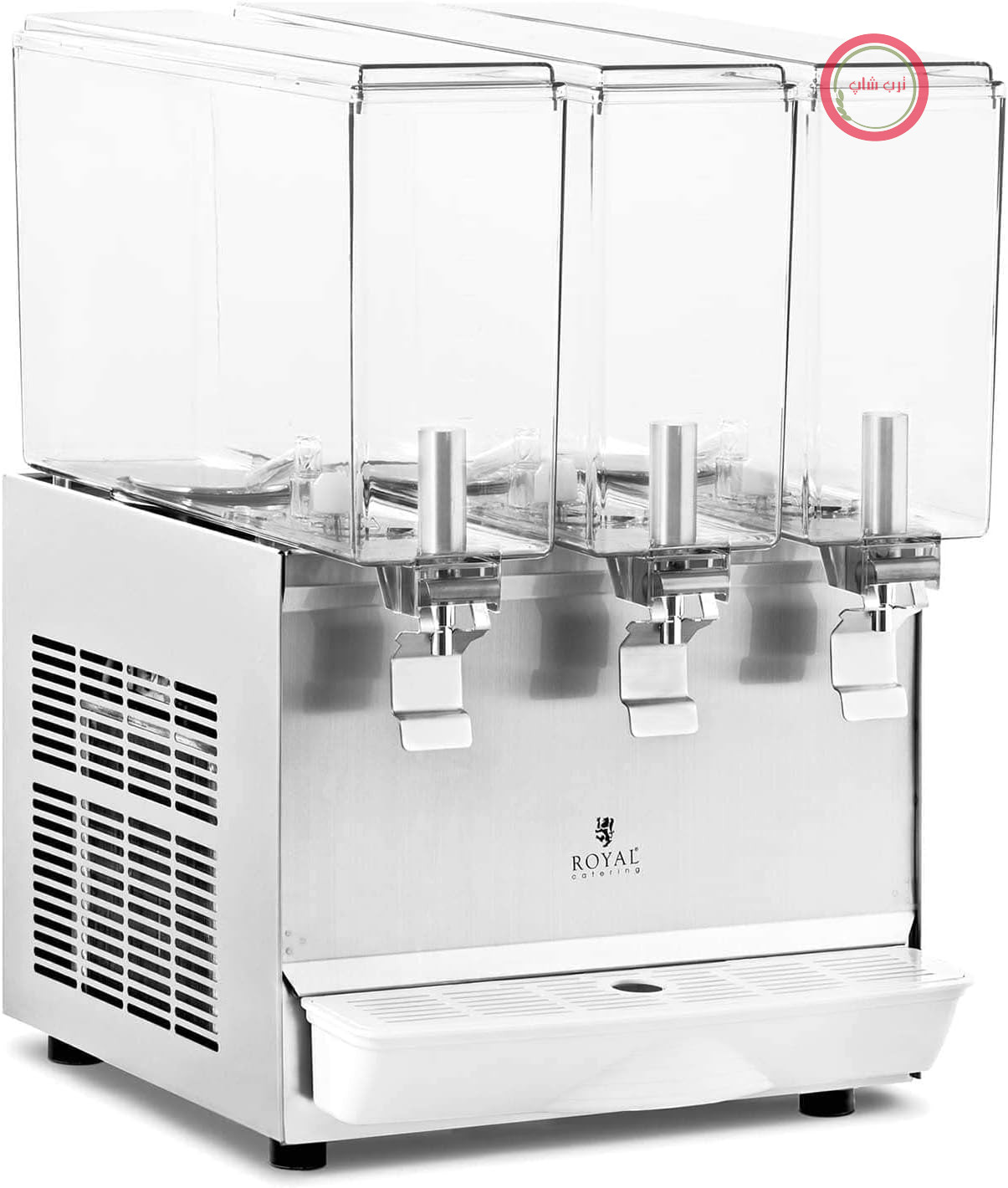 یخ در بهشت ساز رویال کترینگ مدل RC-JDD03، 3 عدد ظرف 10 لیتری، سیستم خنک‌کننده، دستگاه نوشیدنی با شیر آب، شفاف
