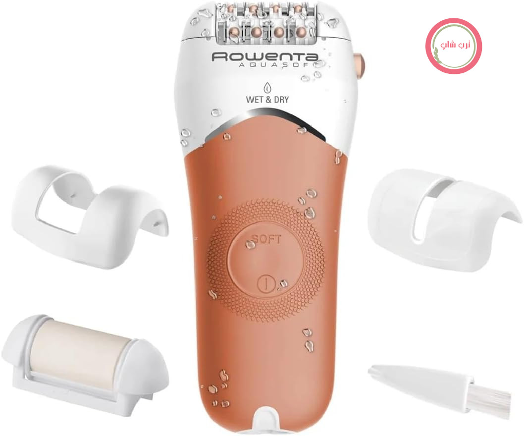 اپیلاتور روونتا آلمان Rowenta Aqua Soft EP4920F0، 24 موچین، 2 سرعت، مرطوب/خشک، مرجانی