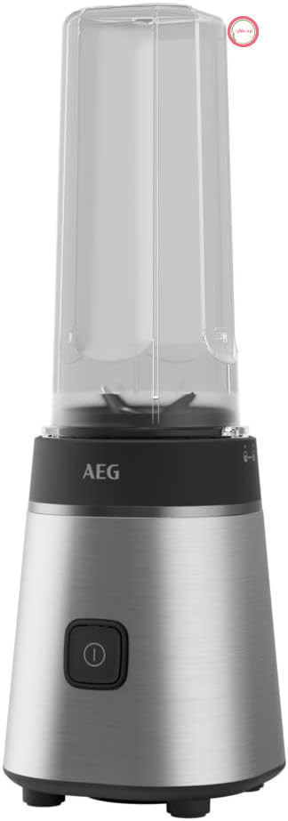 همزن ایستاده AEG SB3-1-2ST، 300 وات، 2 حالت سرعت، ظرف قابل حمل 0.92 لیتری، سیستم 4 تیغه، قابل شستشو در ماشین ظرفشویی، استیل ضد زنگ