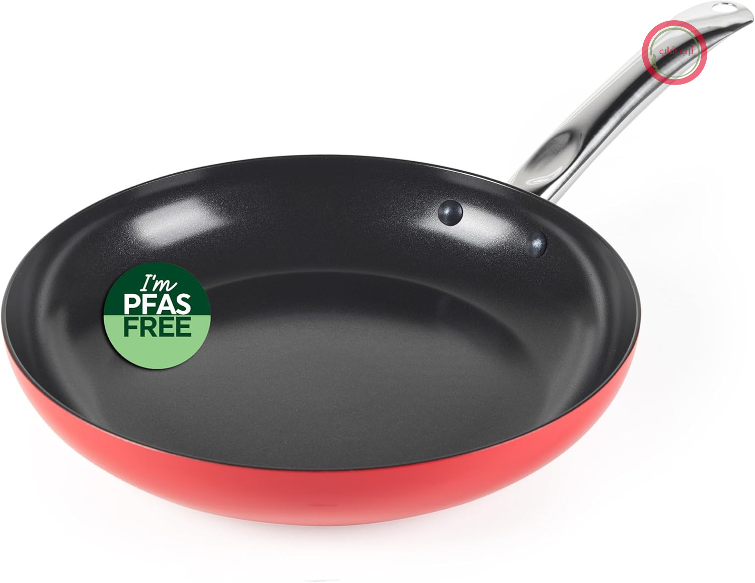 ماهیتابه راسل هابز ریویرا ۲۸ سانتی‌متر، سرامیکی نچسب، بدون PFAS | بدنه آلومینیومی اکسترود شده، مناسب برای اجاق‌های القایی و انواع اجاق گاز، مناسب برای فر تا دمای ۲۲۰ درجه سانتیگراد، نمای بیرونی قرمز، فضای داخلی مشکی