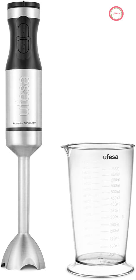 گوشت کوب برقی یوفسا اسپانیا Ufesa Aquarius 1000W، عملکرد توربو، کنترل سرعت متغیر، 4 تیغه با راندمان بالا، پایه استیل ضد زنگ قابل جدا شدن، طراحی ارگونومیک، محافظ پاشش آب، ظرف 700 میلی لیتری