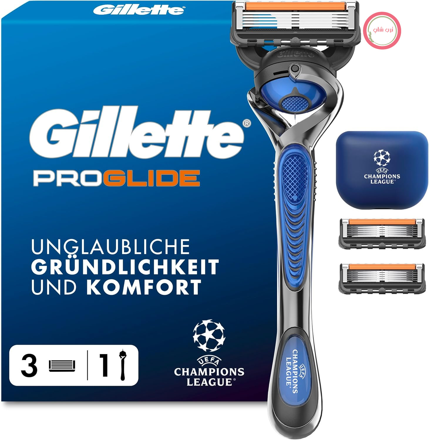 تیغ اصلاح مردانه ژیلت مدل Fusion 5 Proglide، فلزی، آبی/خاکستری