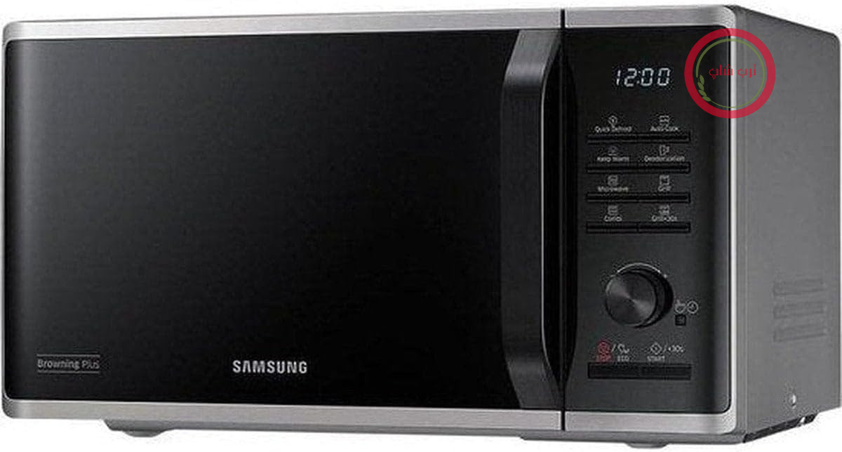 مایکروویو سامسونگ Samsung مدل MG23K3515AS/EG با گریل / 800 وات / ظرفیت 23 لیتر / عرض 48.9 سانتی‌متر / یخ‌زدایی سریع / 27 برنامه خودکار / نقره‌ای