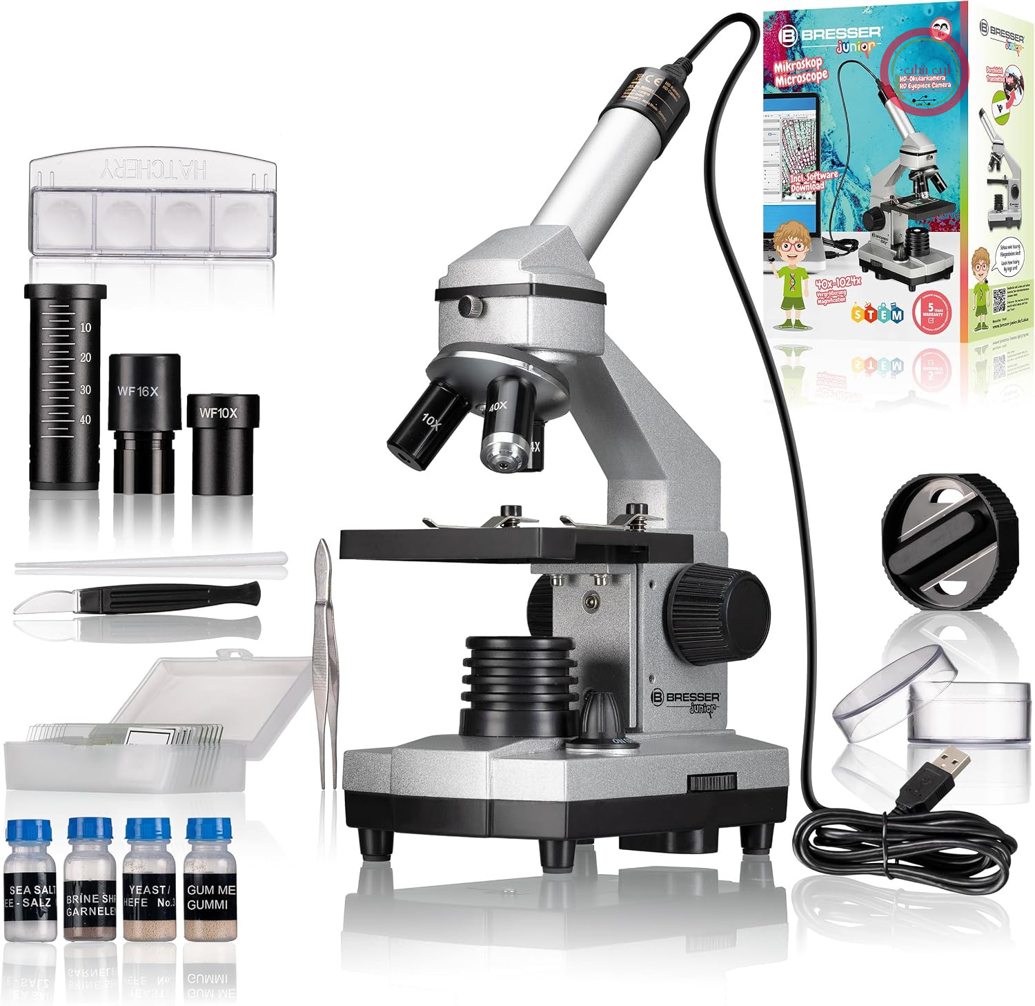 میکروسکوپ آموزشی برسر آلمان Bresser Junior Biolux DE بزرگنمایی 40 تا 1024 برابر با دوربین USB