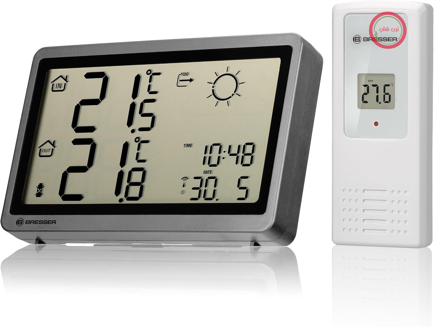 ایستگاه هواشناسی بی‌سیم Bresser MeteoTemp HZ با سنسور فضای باز، آنتراسیت | دمای داخل و خارج از منزل، پیش‌بینی آب و هوا، هشدار یخبندان، ساعت DCF، صفحه نمایش بزرگ، برد ۱۰۰ متر
