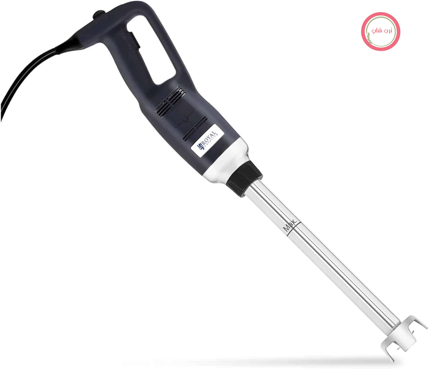 گوشت کوب برقی صنعتی رویال کترینگ آلمان Royal Catering RCSM-500-400 دسته ارگونومیک، ۵۰۰ وات، ۱۸۰۰۰ دور در دقیقه، محافظ پاشش آب، شفت مخلوط کن ۴۰۰ میلی‌متری