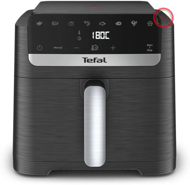 سرخ کن تفال مدل Easy Fry Mega Compact EY8618E0 با هوای گرم، 2020 وات، 7.5 لیتر، 8 برنامه، دمای قابل تنظیم، نمایشگر دیجیتال، مشکی