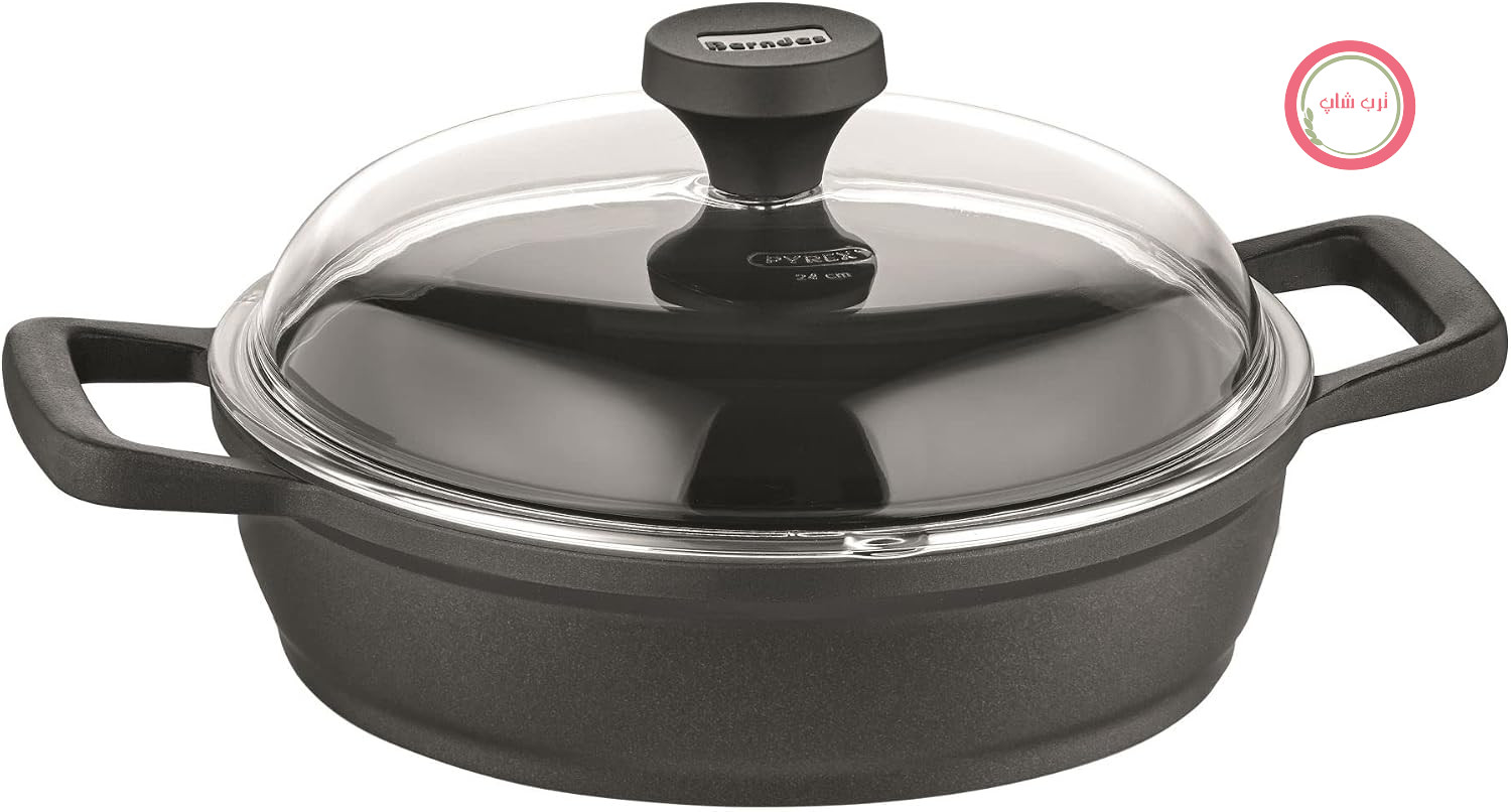 ماهیتابه سرو برندس آلمان Berndes Edition 100 با درب شیشه‌ای، 28 سانتی‌متر - ساخته شده از آلومینیوم، مناسب برای همه اجاق گازها - روکش نچسب - سازگار با اجاق القایی - جنس بدون تاب - مناسب برای فر تا دمای 160 درجه سانتیگراد