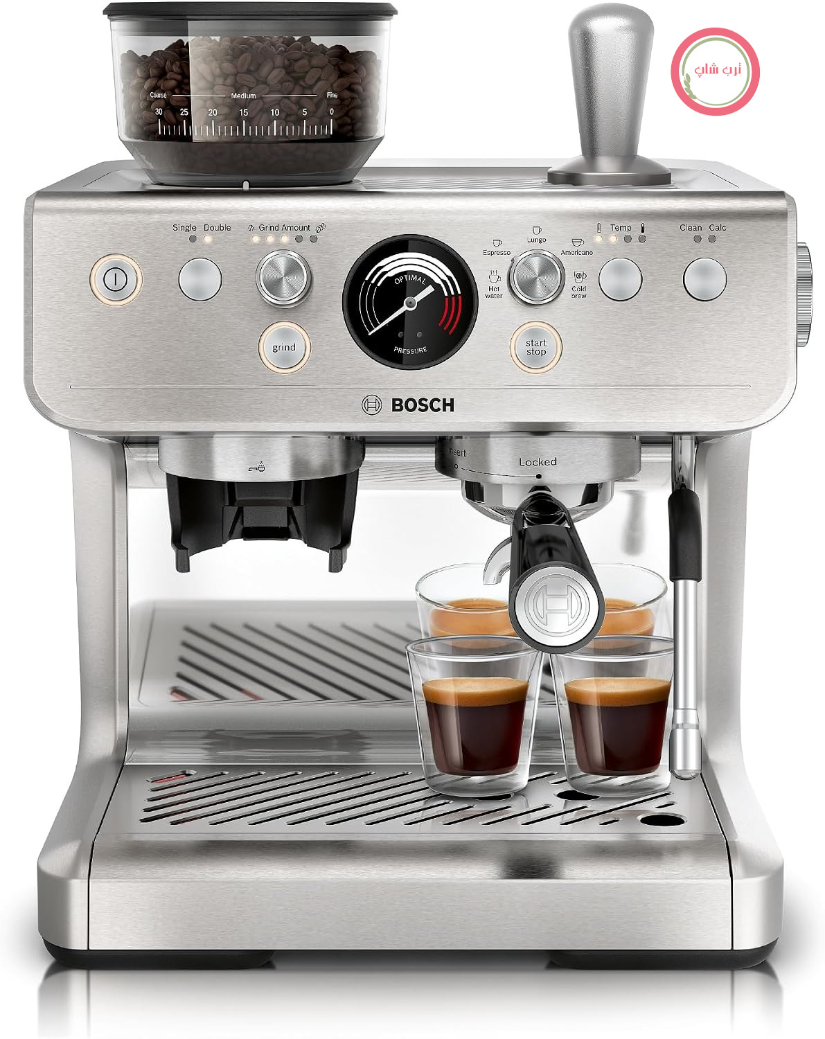 دستگاه اسپرسوساز و پورتافیلتر بوش آلمان Bosch HomeCafé سری ۴، PFE401C3، استیل ضد زنگ