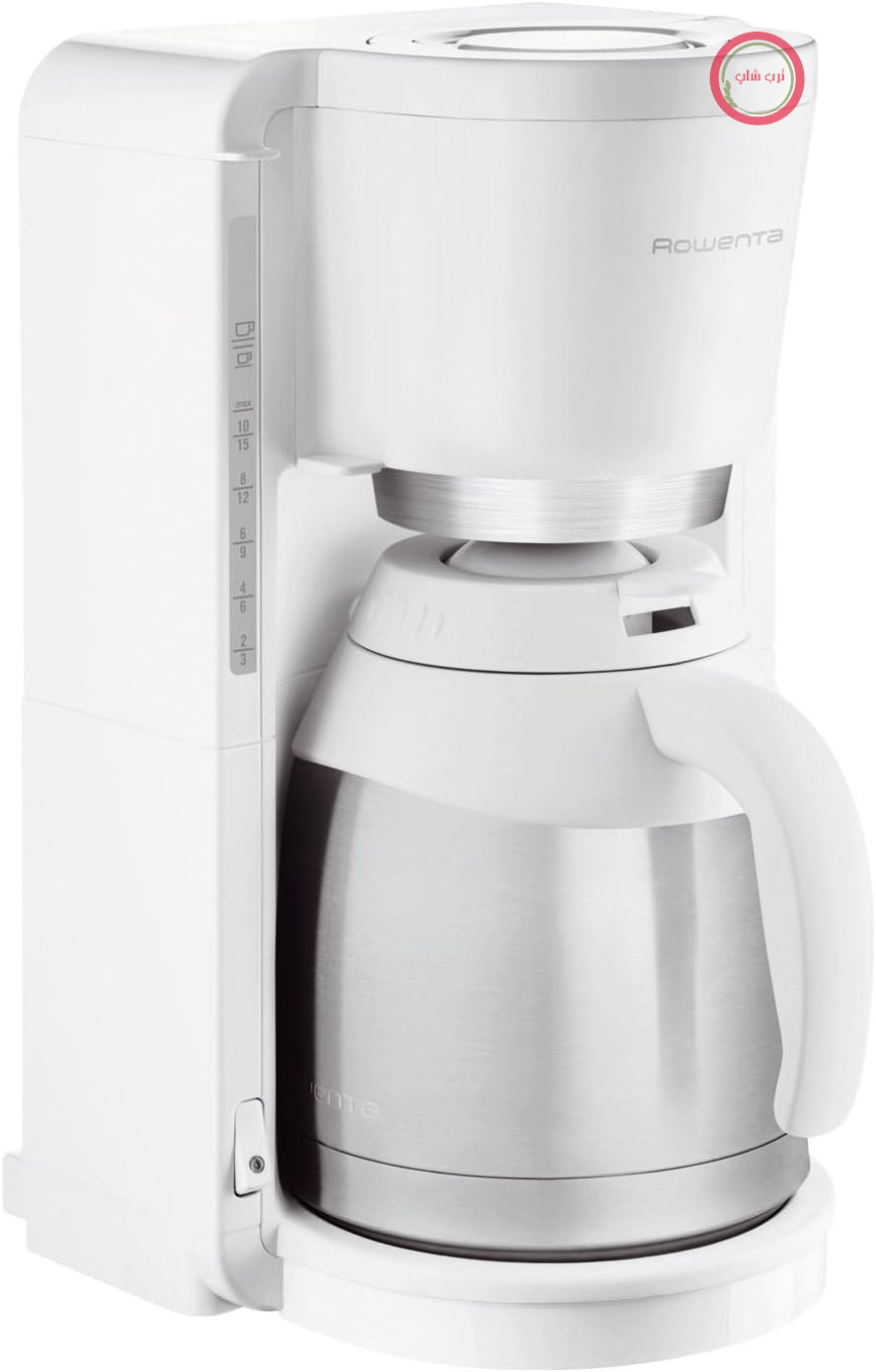 قهوه ساز فیلتردار روونتا آلمان Rowenta CT3811 Adagio Milano | با قوری حرارتی استیل ضد زنگ | ظرفیت 10-15 فنجان | خاموش شدن خودکار | سفید/استیل ضد زنگ