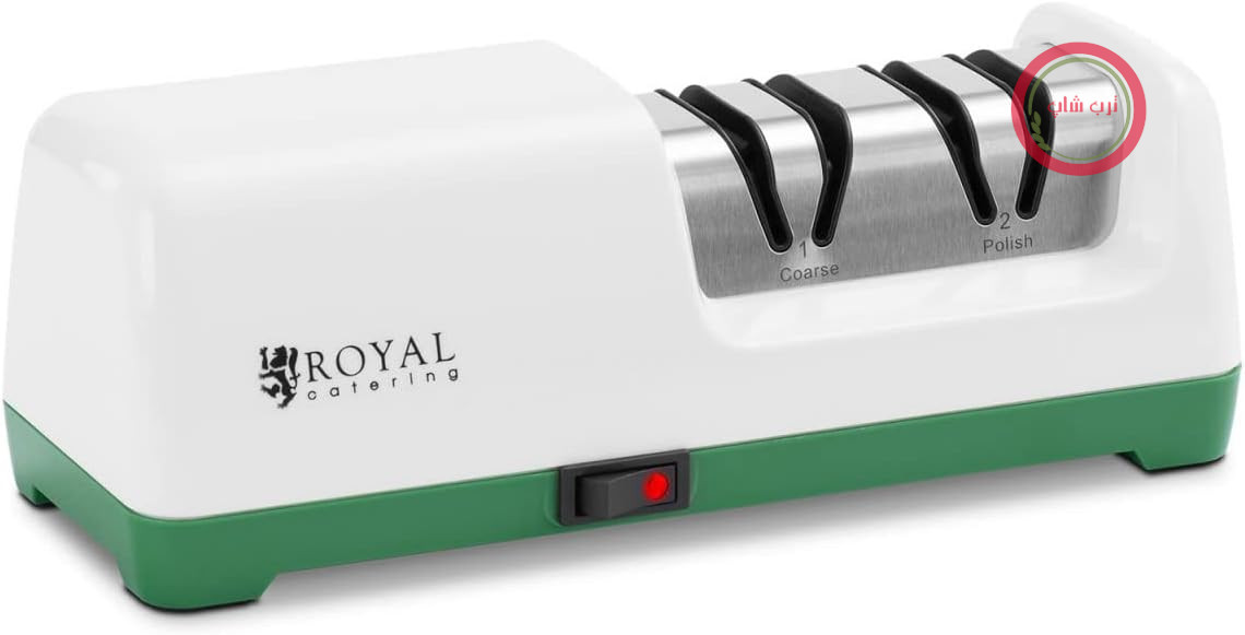 تیزکن چاقو صنعتی رویال کترینگ آلمان Royal Catering RCDKS-02، 3 مرحله‌ای، 20 وات، سفید، تیزکن چاقو برقی، تیزکن چاقوی حرفه‌ای