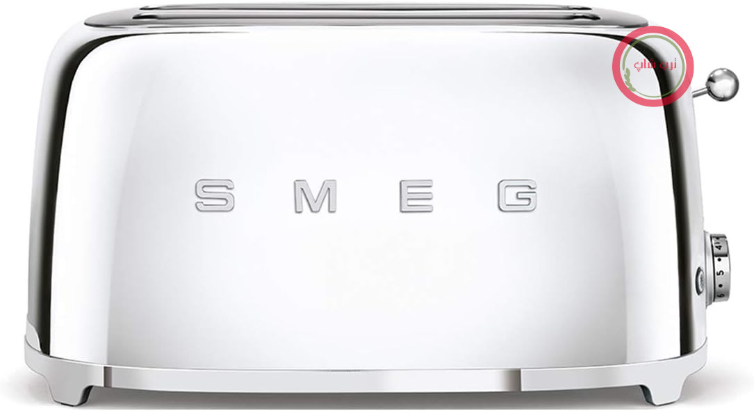 توستر Smeg 2x4 TSF02SSEU، 2 جایگاه برای 4 برش نان، 6 سطح برشته کردن نان، عملکرد گرمایش، عملکرد یخ‌زدایی و نان شیرینی حلقوی، کشوی نگهداری، 1500 وات، کروم