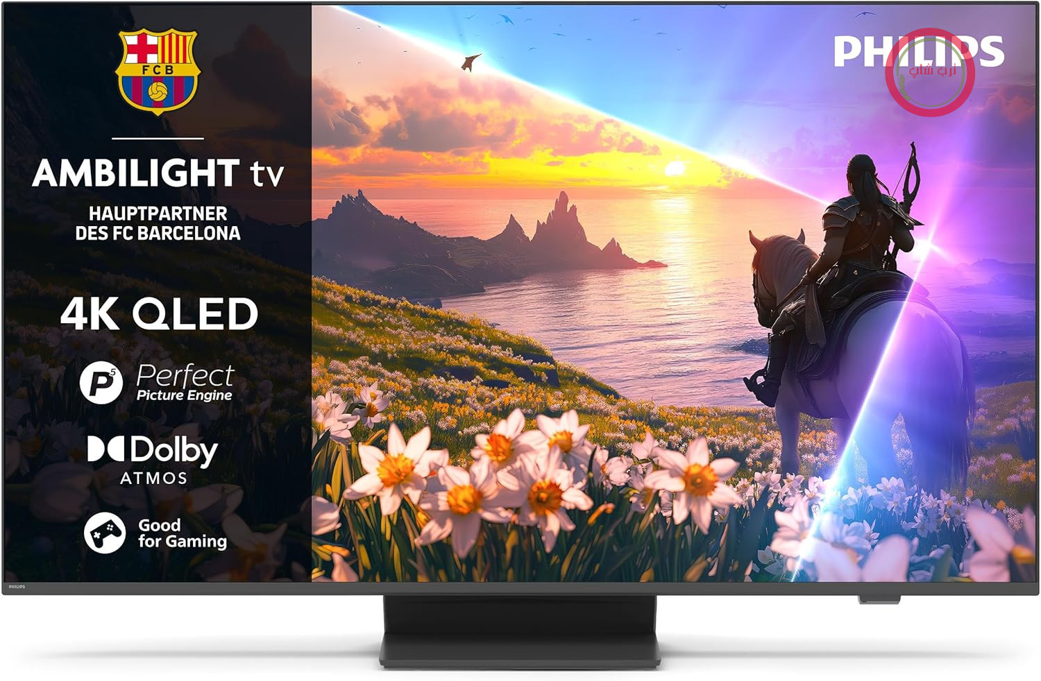 تلویزیون هوشمند QLED فیلیپس مدل Ambilight 65PUS8600 با کیفیت 4K و صفحه نمایش 65 اینچی Zoll، موتور تصویر P5 Perfect، فناوری Ultra HD، سیستم عامل Titan، صدای دالبی ویژن و دالبی اتموس