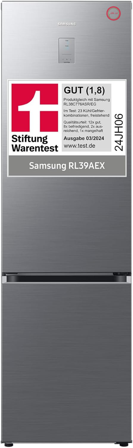 یخچال فریزر سامسونگ RL38C776ASR/EG، 203 سانتی‌متر، 387 لیتر، یخچال هوشمند با محفظه فریزر، وای‌فای و حالت انرژی هوشمند، بدون برفک+، SpaceMax، خنک‌کننده فلزی، ظاهر استیل ضد زنگ
