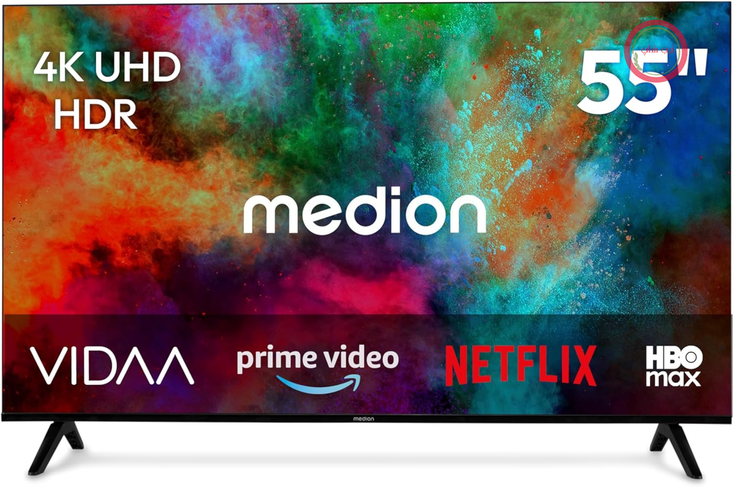 تلویزیون اولترا اچ‌دی 55 اینچی MEDION با ابعاد 138.8 سانتی‌متر (تلویزیون هوشمند، HDR10، فروشگاه VIDAA، HBO Max، MagentaTV، Prime Video، Disney+، DAZN، Paramount+، HbbTV، PVR، بلوتوث)، MD 855201