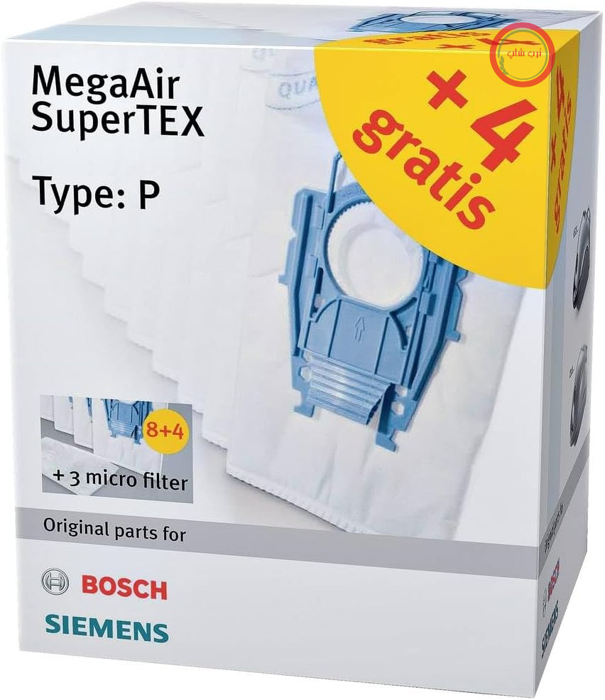 ۱۲ عدد کیسه جاروبرقی زیمنس مدل P و ۳ عدد میکروفیلتر MegaAir SuperTEX VZ123FP، فیلتراسیون ۹۹.۹٪ گرد و غبار ریز، عملکرد تمیزکنندگی بالاتر، مناسب برای زیمنس VS08
