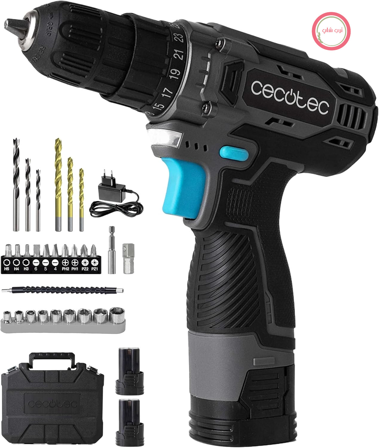 دریل پیچ‌گوشتی شارژی سکوتک اسپانیا Cecotec PowerForce 1620 با دو باتری 16 ولت و 2000 میلی‌آمپر ساعت