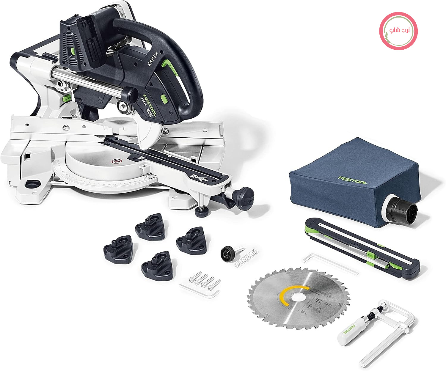 اره فارسی بر ترکیبی  شارژی فستول آلمان Festool KSC 60 EB-Basic KAPEX (همراه با تیغه اره، گیره پیچ، نورافکن LED، گیج مورب، طول کمکی، کیسه گرد و غبار، آچار آلن)