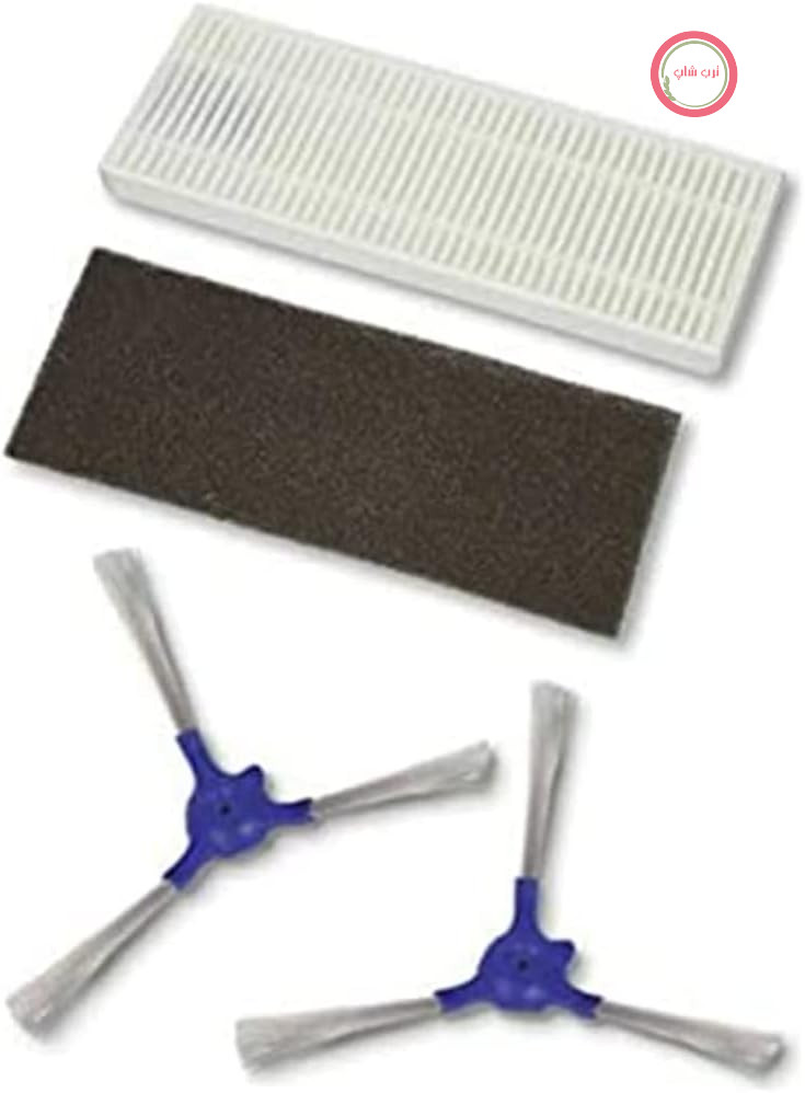 مجموعه برس و فیلتر کناری Rowenta ZR720001، 4 تکه، قطعه جایگزین اصلی سازگار با جاروبرقی‌های رباتیک Explorer 20 و Explorer 40، مشکی/سفید/آبی