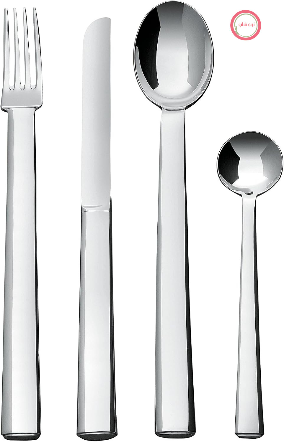 سرویس کارد و چنگال گرد مدل السی ایتالیا Alessi JH01S24 شامل 6 عدد قاشق غذاخوری، 6 عدد چنگال غذاخوری، 6 عدد چاقوی غذاخوری و 6 عدد قاشق چایخوری - استیل ضد زنگ 18/10، براق
