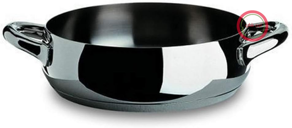 قابلمه تخت مامی Alessi SG102/24 با دو دسته از جنس استیل ضد زنگ، نقره‌ای