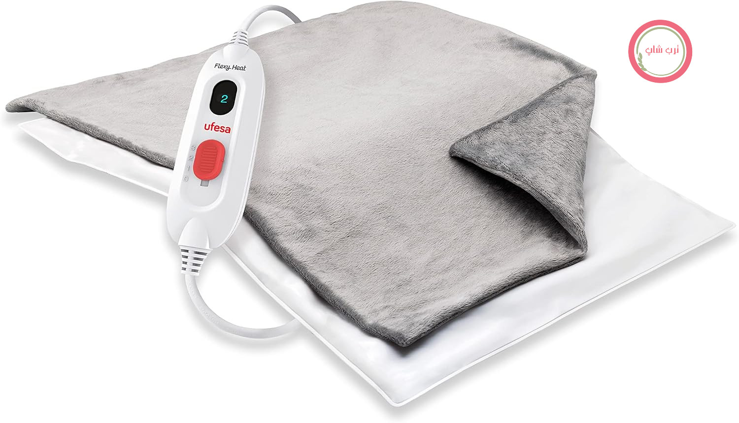 پد گرم کننده برقی یوفسا اسپانیا Ufesa Flexyheat EP، 40x30 سانتی متر، 100 وات، 3 حالت دما، خاموش شدن خودکار، فضای داخلی ضد آب، روکش قابل شستشو، خاکستری