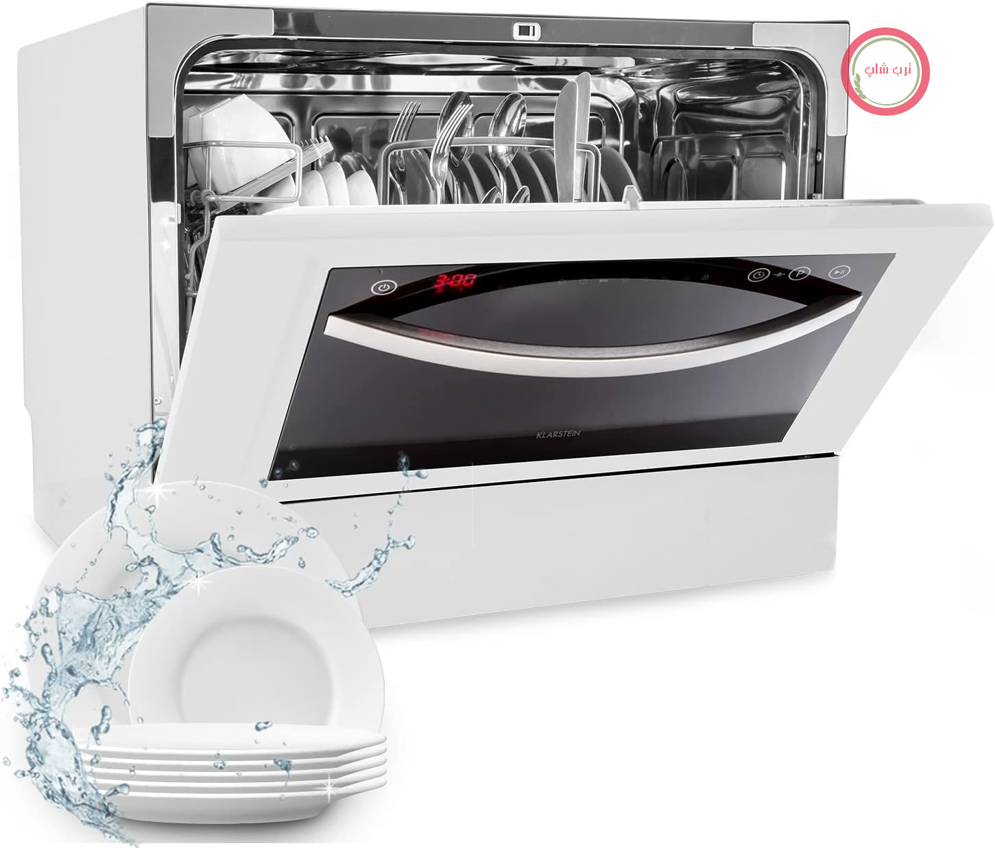 ماشین ظرفشویی کوچک Klarstein برای تنظیمات 6 نفره، ماشین ظرفشویی UV بی صدا، کوچک با 7 برنامه شستشو، ماشین ظرفشویی رومیزی کوچک برای خانه، محل کار، کمپینگ، ماشین ظرفشویی کوچک با اتصال آب، سفید
