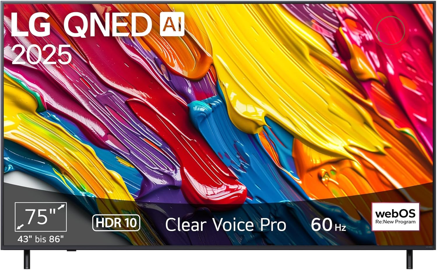 تلویزیون ۷۵ اینچ (۱۹۰ سانتی‌متر) 4K QNED AI ال‌جی مدل 75QNED82A6B (پردازنده α7 Gen8 4K AI، webOS 25، 60Hz)