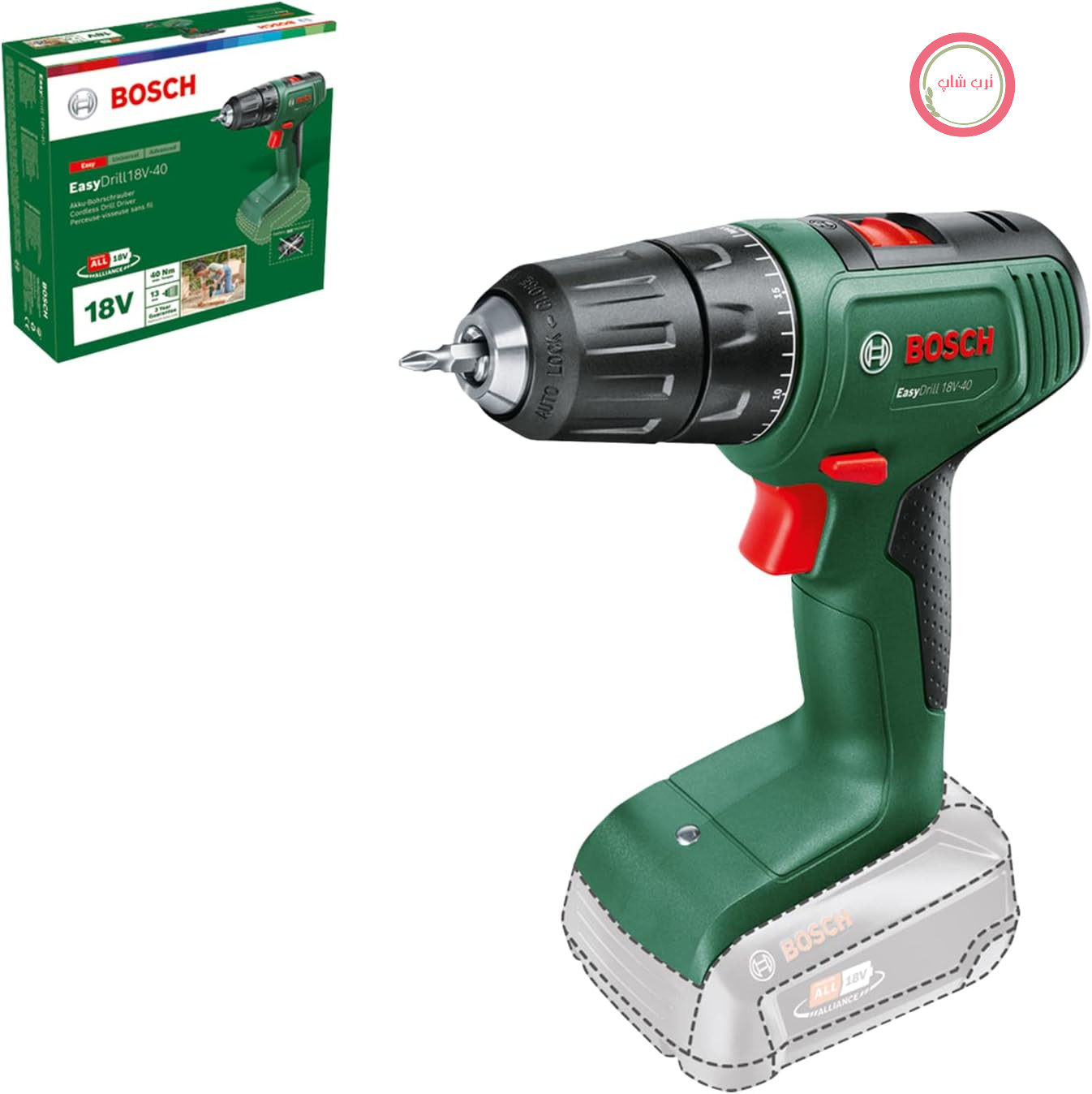 پیچ‌گوشتی شارژی بوش آلمان Bosch مدل EasyDrill 18V - 40 (بدون باتری، سیستم ۱۸ ولت، داخل جعبه)