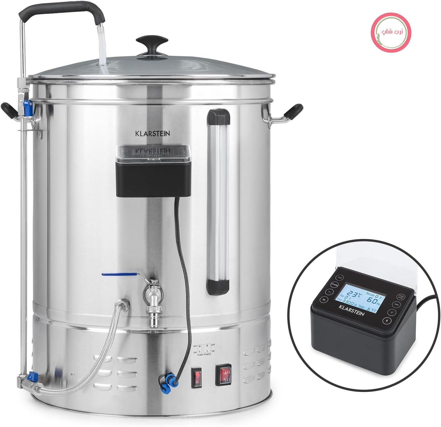 کتری آبجو Klarstein Brauheld Pro Mash، سیستم دم کردن آبجو، حجم: ۷۰ لیتر، ۱۰۰-۳۳۰۰ وات، MemoryBrew: ۱۱ مرحله قابل برنامه‌ریزی، تایمر، ۳۰-۱۰۰ درجه سانتیگراد، گردش ضد سوختگی، استیل ضد زنگ