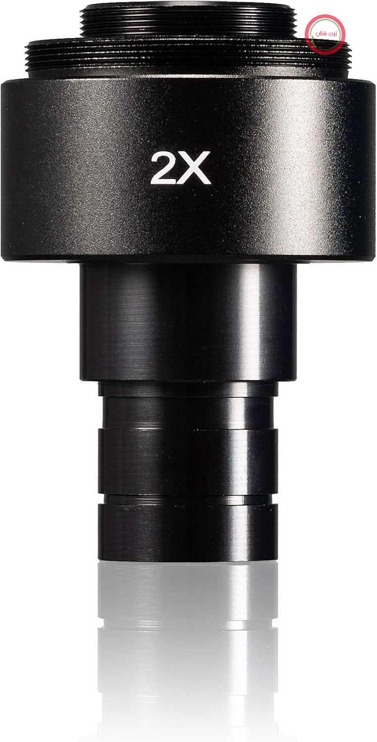 آداپتور دوربین SLR میکروسکوپ Bresser 2X T2 23.2 میلی‌متری برای نصب دوربین SLR یا بدون آینه روی میکروسکوپ، 5942080 | اپتیک پروژکتور یکپارچه، بزرگنمایی 2 برابر، رزوه T2، قابل تنظیم پارفوکال، APS، DX و Micro Four Thirds