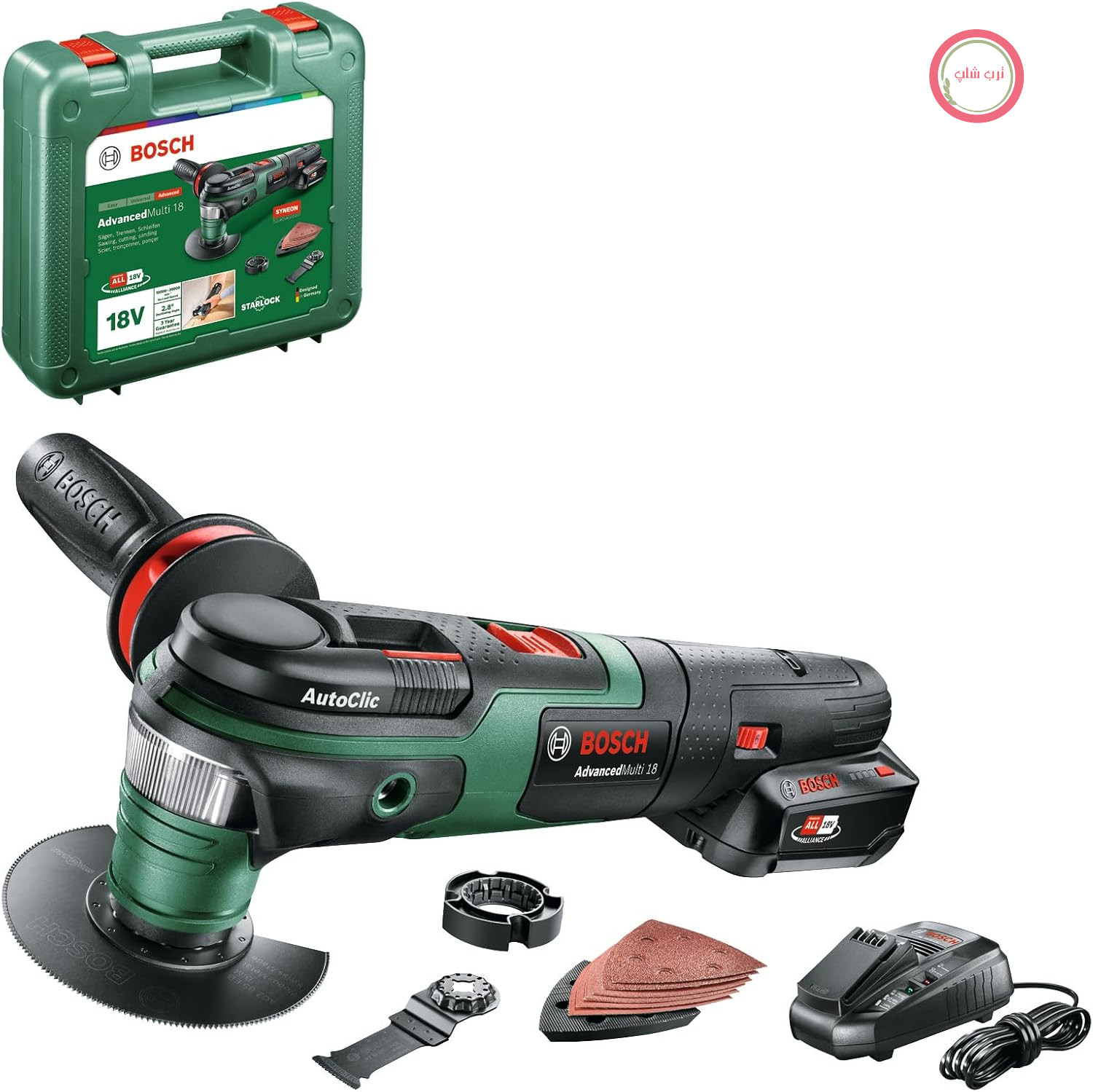 ابزار چندکاره نوسانی بی‌سیم بوش آلمان Bosch مدل AdvancedMulti 18 (1 باتری، سیستم 18 ولت، در یک قاب)