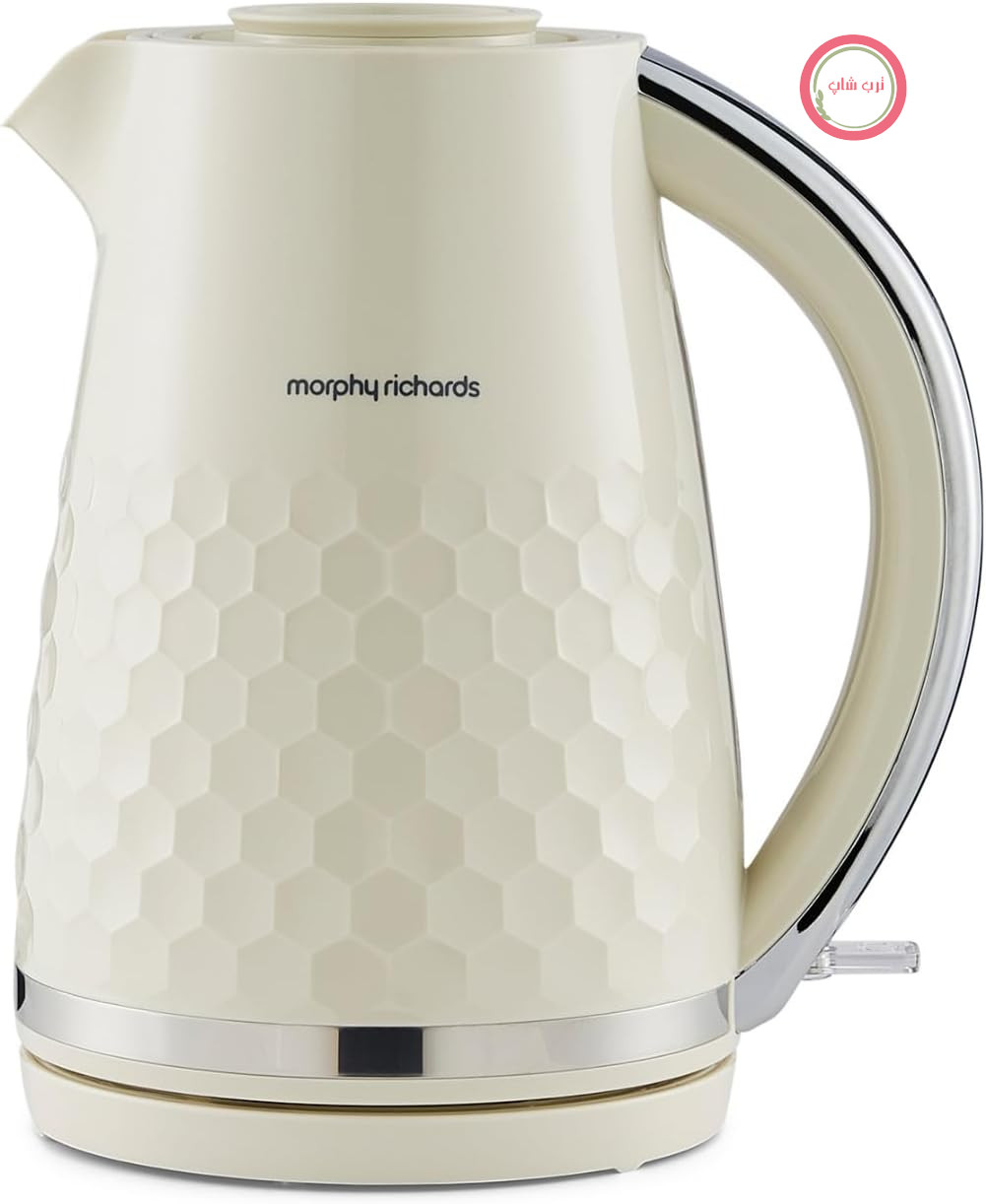 کتری برقی مورفی ریچاردز انگلستان Morphy Richards هایو، ۱.۵ لیتر، سیستم پر کردن آسان، دهانه آب بهبود یافته، جوشاندن سریع ۳ کیلووات، پایه ۳۶۰ درجه، فیلتر رسوب آهک، پنجره مشاهده آب، کرم، کد ۱۰۸۲۷۲