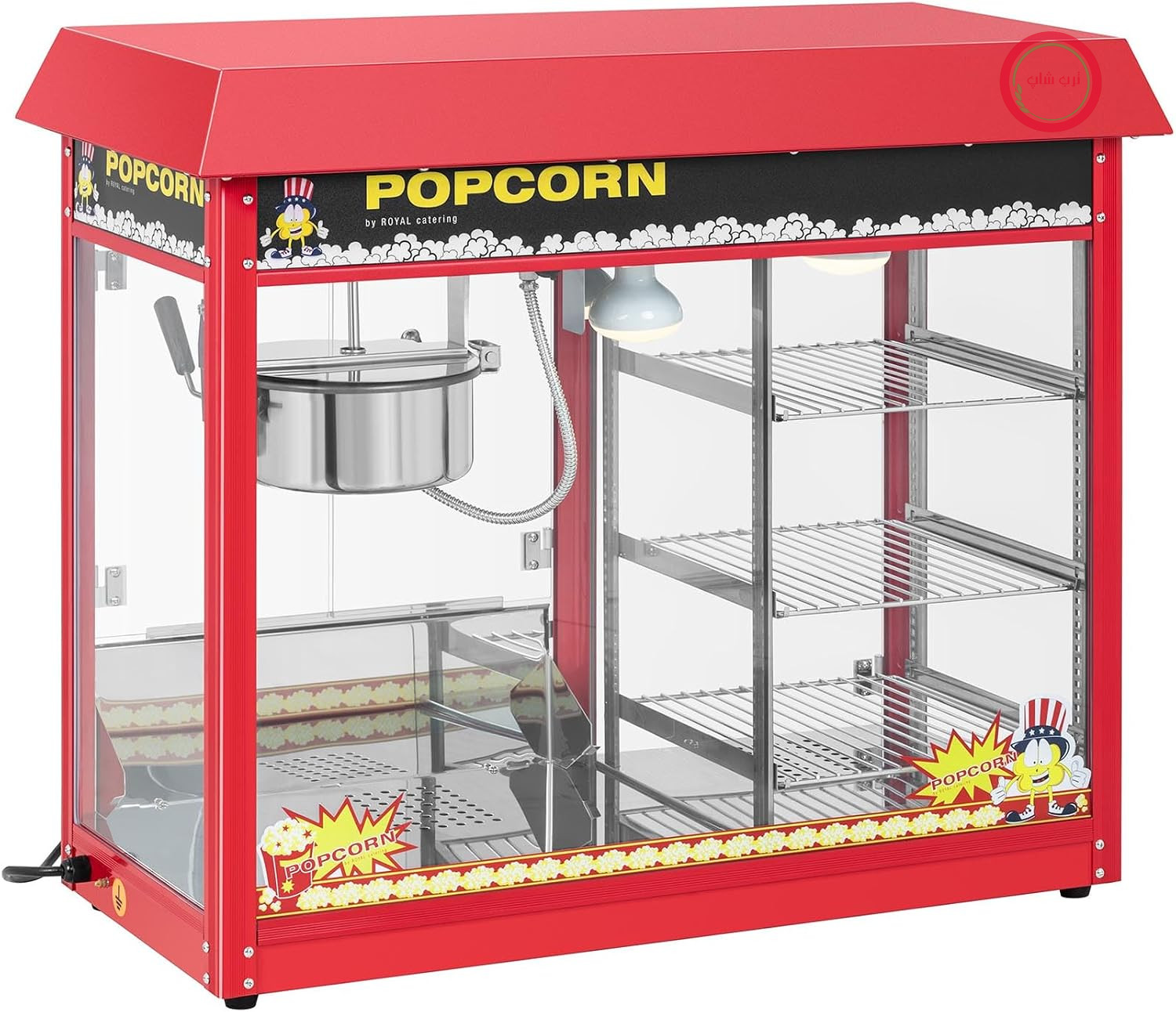 دستگاه پاپ کورن ساز Royal Catering با صفحه نمایش گرم شونده، طراحی رترو به رنگ قرمز، 1820 وات، 5 کیلوگرم در ساعت، فضای داخلی روشن، قابلمه نچسب قابل جدا شدن، دستگاه پاپ کورن ساز، دستگاه پاپ کورن ساز، دستگاه پاپ کورن ساز