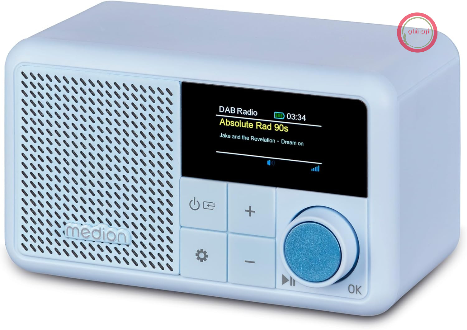 رادیو قابل حمل Mini DAB+ مدل MEDION S66822 با بلوتوث (عمر باتری تا 6.5 ساعت، صفحه نمایش رنگی کوچک و قابل تنظیم، آنتن تلسکوپی، تایمر خواب، ساعت زنگ دار، چرت زدن، AUX، USB-C) آبی