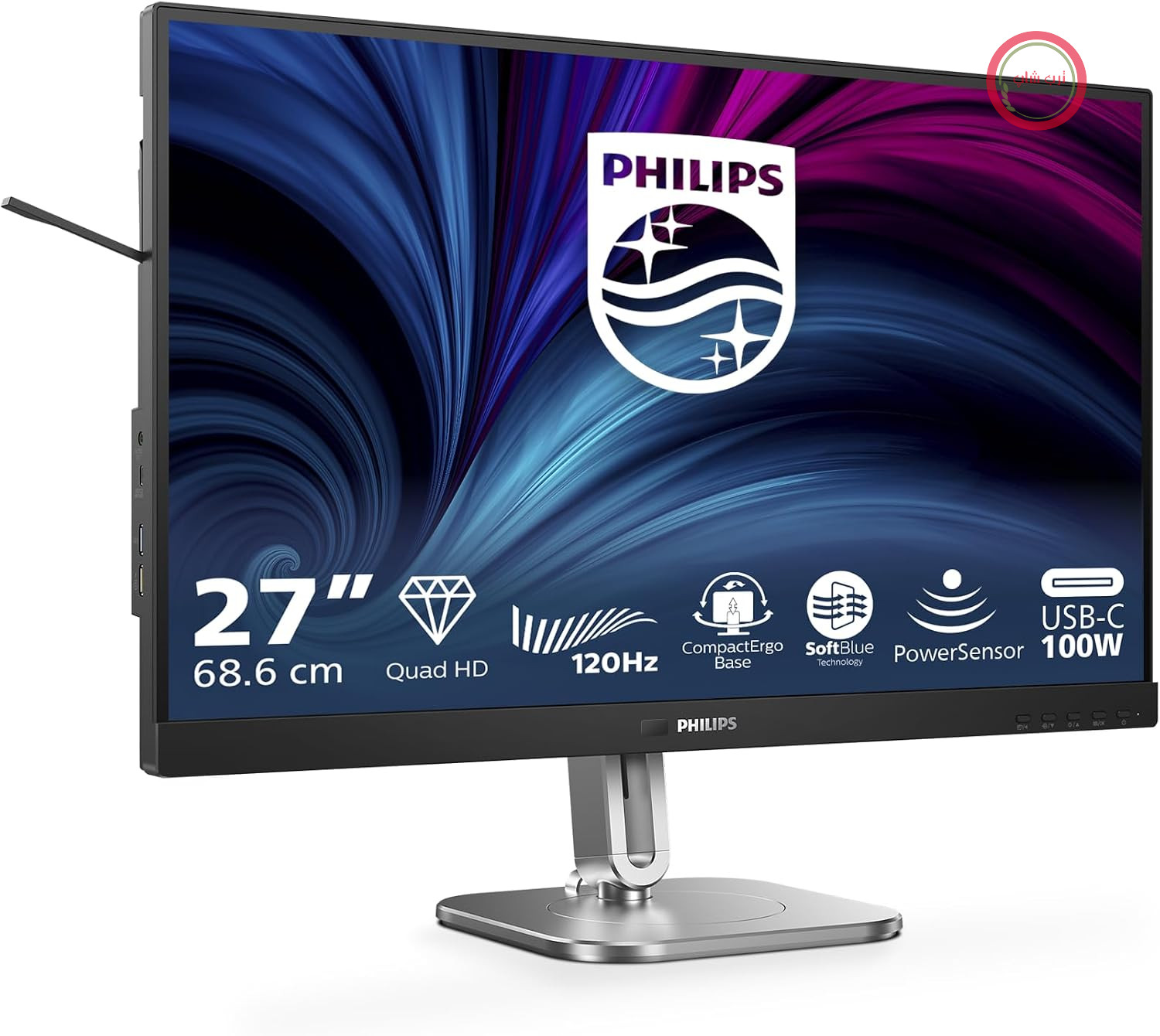 فیلیپس ۲۷B2U4601 – مانیتور ۲۷ اینچی Quad HD، قابلیت تنظیم ارتفاع ۱۵۰ میلی‌متر، بلندگوها (۲۵۶۰ در ۱۴۴۰، ۱۲۰ هرتز، ۱ پورت HDMI 2.0، ۱ پورت DP 1.2، ۱ خروجی DP، ۱ پورت USB-C (96 وات در هر اینچ)، هاب USB، RJ45) مشکی