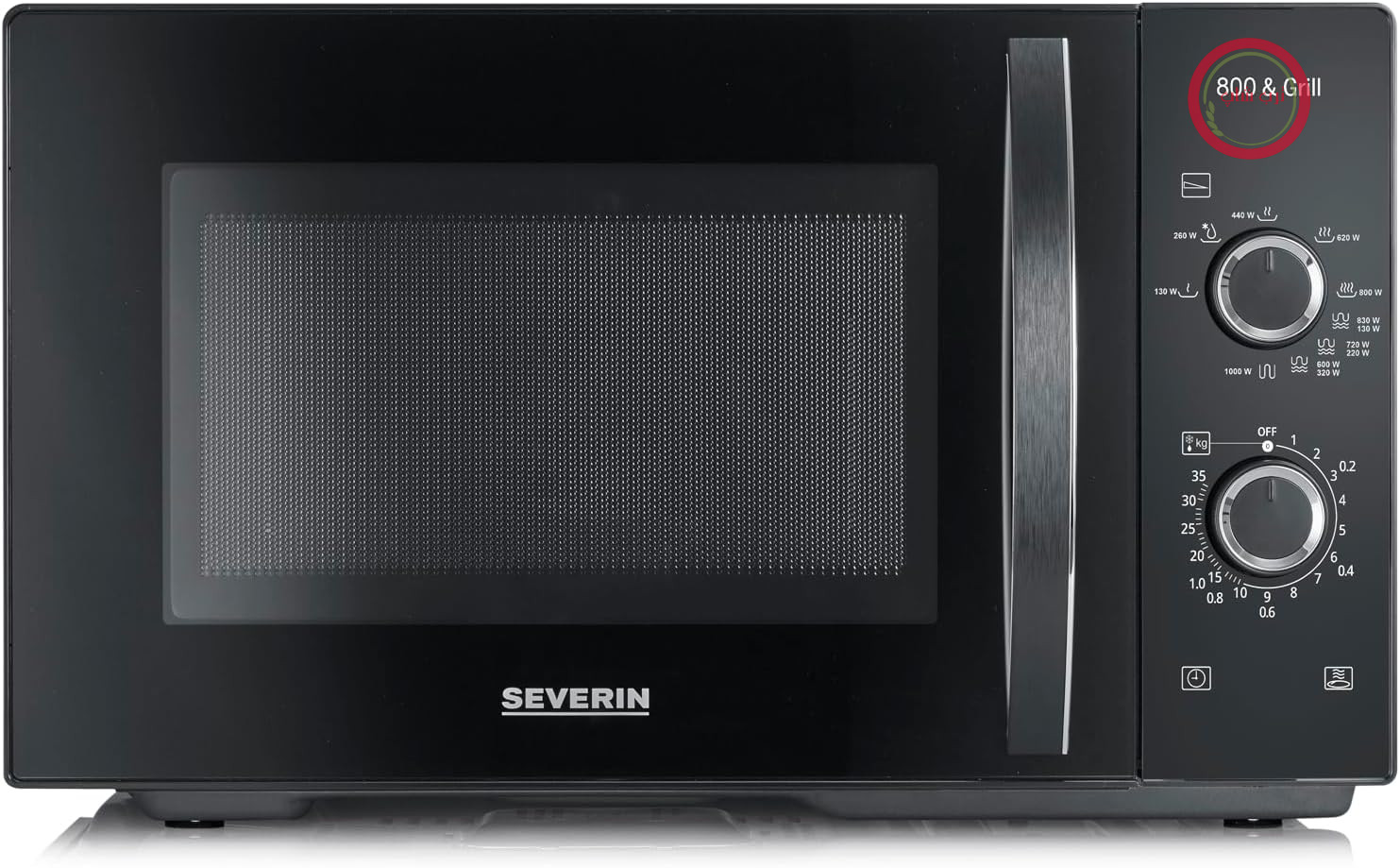 مایکروویو SEVERIN 2 در 1 با گریل 800 وات، فر گریل با ظرفیت 25 لیتر و 9 سطح قدرت، مایکروویو با قفسه گریل و صفحه گردان، نقره‌ای، MW 7785