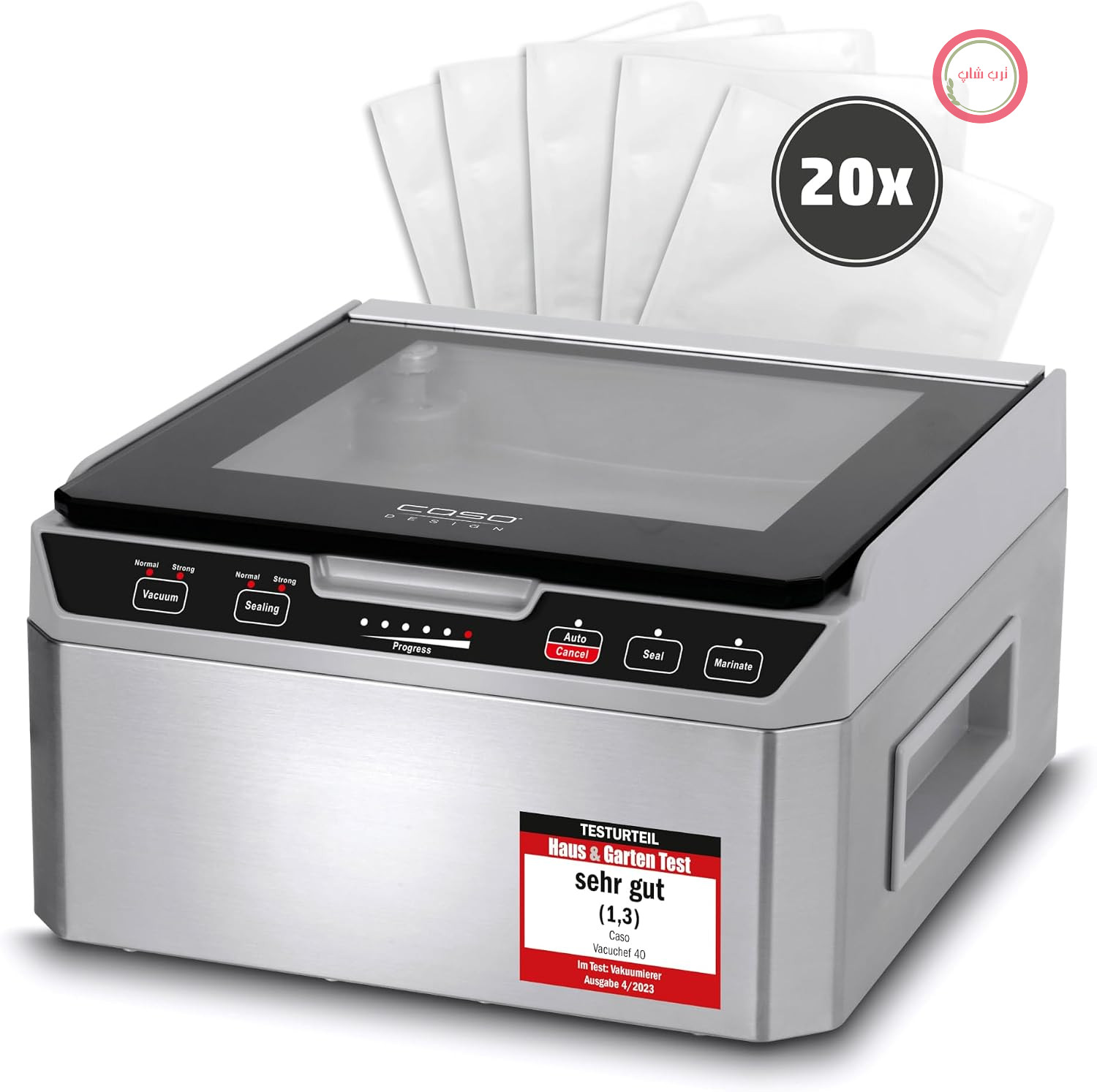 دستگاه وکیوم تجاری کاسو آلمان محفظه‌ای استیل ضد زنگ CASO VacuChef 40، محفظه وکیوم ۳ لیتری، ۷۰ لیتر