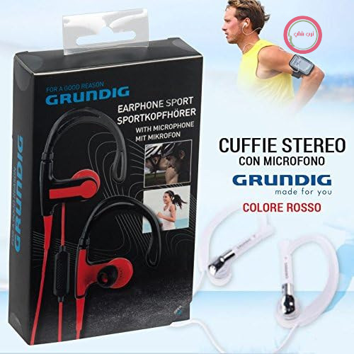 هدفون GRUNDIG استریو + میکروفون، هدست ورزشی برای گوشی هوشمند، آی پاد، MP3 قرمز