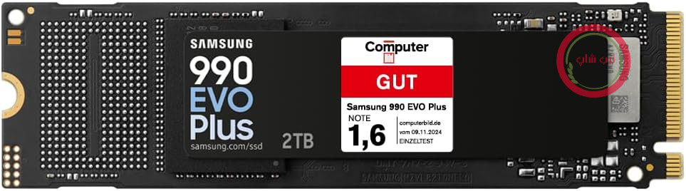 حافظه SSD سامسونگ 990 EVO Plus NVMe M.2 با ظرفیت 2 ترابایت، چهار پورت PCIe 4.0 / دو پورت PCIe 5.0، NVMe 2.0 (2280)، سرعت خواندن 7250 مگابایت بر ثانیه، سرعت نوشتن 6300 مگابایت بر ثانیه، SSD داخلی برای بازی و ویرایش گرافیک، MZ-V9S2T0BW