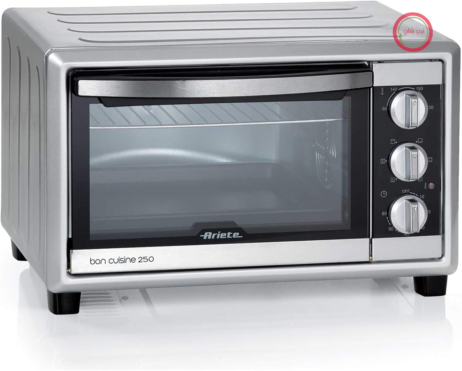 فر برقی کانوکشن آریته ۹۸۴، ۲۵ لیتر، Bon Cuisine ۲۵۰ – شیشه دوجداره – حداکثر دما ۲۳۰ درجه سانتیگراد – ۱۵۰۰ وات – ۶ حالت پخت – تایمر ۶۰ دقیقه‌ای