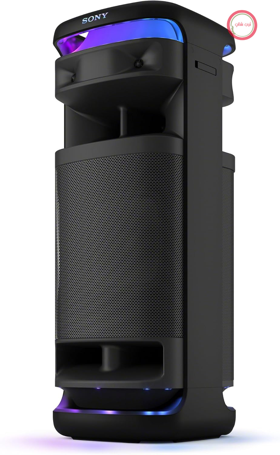 بلندگوی مهمانی بلوتوثی رول‌شونده سونی مدل ULT Tower 10 با صدای قدرتمند، قابلیت تقویت بیس ULT، نمایش نور LED 360 درجه، قابلیت کارائوکه، شامل میکروفون بی‌سیم - مشکی