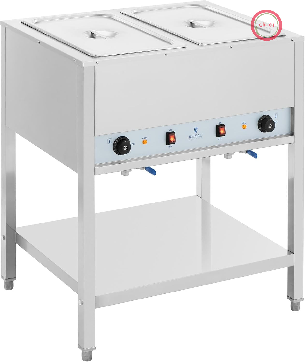 ظرف گرمکن غذا از جنس استیل ضد زنگ مدل GN 1/1، مدل Bain Marie 1265 W، سایز 2X200، ساخت Royal Catering، مدل RCCD-1/1