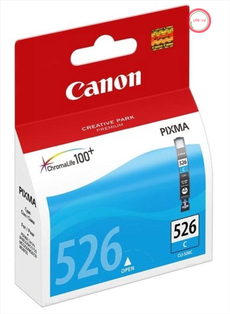 جوهر اصلی کانن CLI-526 C، اندازه استاندارد، فیروزه‌ای، بسته‌بندی پلاستیکی (نسخه قدیمی)